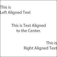 Much like a word processor, there are three default alignments for text