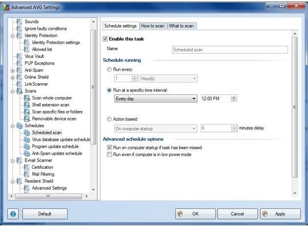 Figure 8 - AVG Internet Security - Schedules