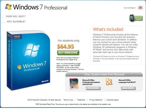 Windows 7 Student Discount - Limitations and Conditions