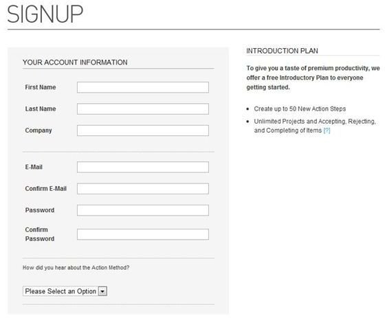 Setup of Action Method Online is quick and easy