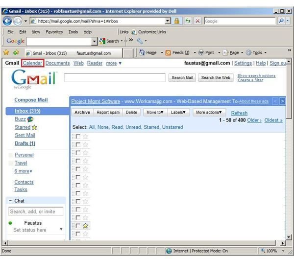 Step One - Accessing Google Calendar via Google Mail