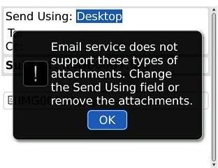 Attachment error message