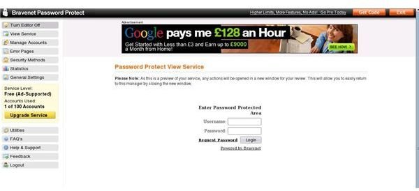 Bravenet Password Protection