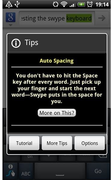 Swype Auto Spacing