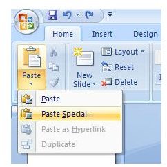 Paste in PowerPoint