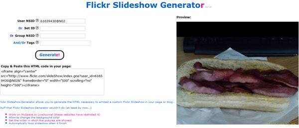 Flickr Slideshow Generator
