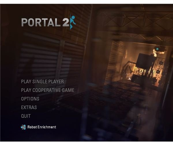 Portal 2 offers two campaign options and a DLC store.