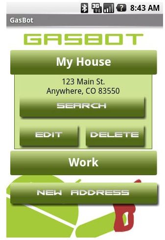 Gasbot For Google Android - Address Finder