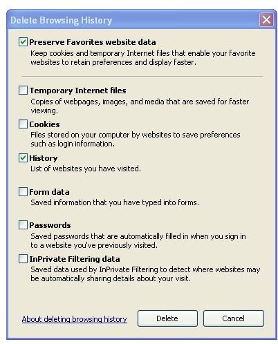 Free Internet Explorer History Eraser