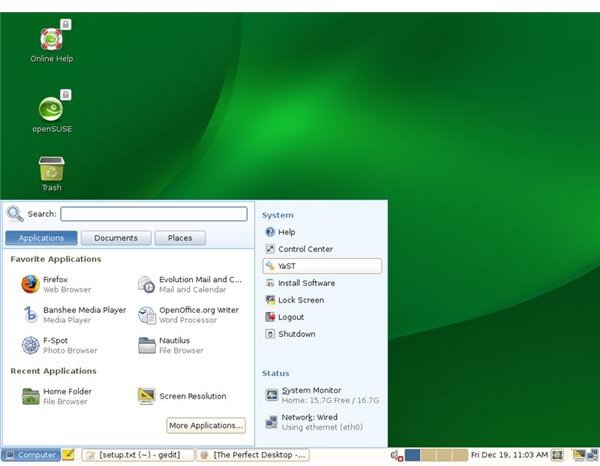openSuSE 11.1 Gnome Desktop