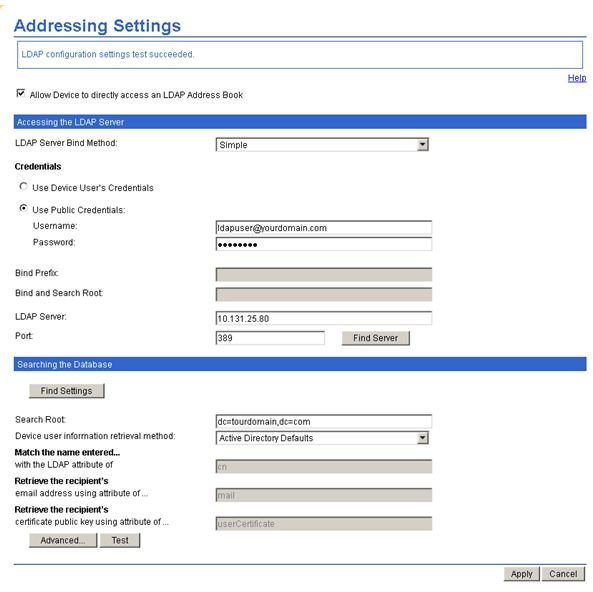 Using Windows LDAP Server to Retrieve Address Book