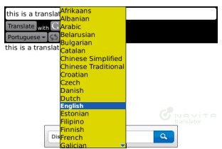 Navita Translator - Free BlackBerry Storm Apps