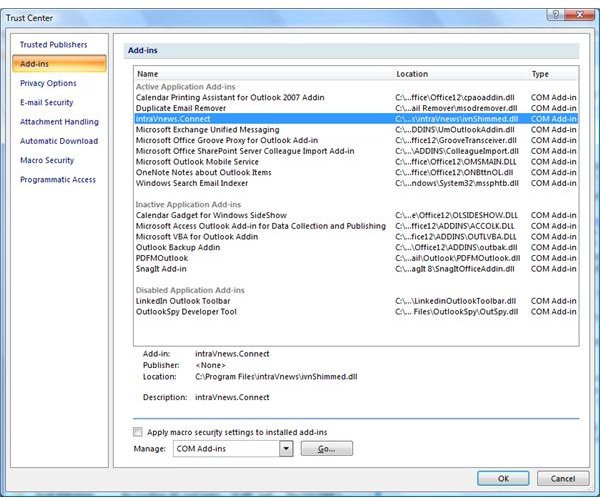 Microsoft Outlook 2007 Tip #22 - How to Manage Outlook Add-ins