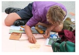 Street and sidewalk art done outdoors appeals to middle schoolers. 