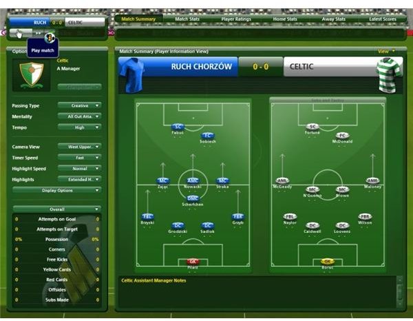 Playing A Match In Championship Manager 2010 - 3D Match Engine And Kick Off