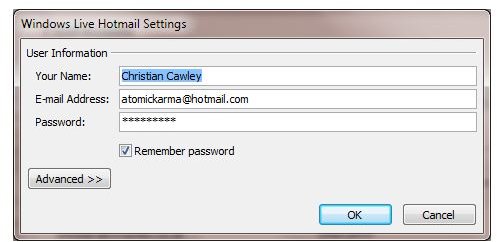 outlook email settings for hotmail