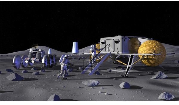 Future lunar base? Aristic rendering, NASA.