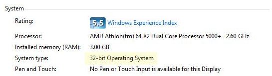 Windows 7 System Type