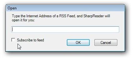 Subscribing to a New Feed in SharpReader