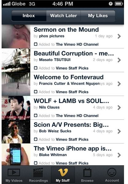vimeo iphone app 1