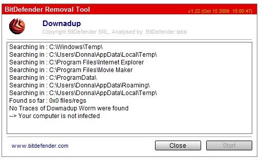 BitDefender Conficker Removal Tool
