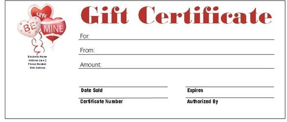 Valentine’s Day Gift Certificate