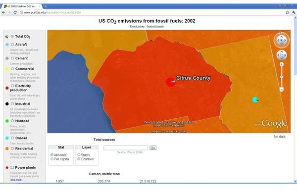 Vulcan Project - Map finds CO2 Hotspots in US