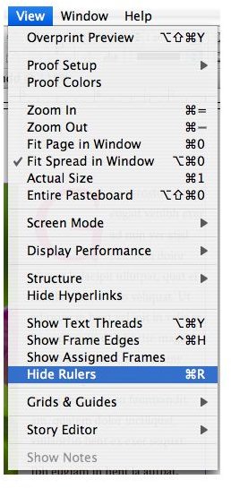 indesign view menu