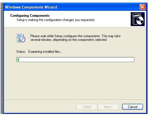 Fig 4: Re-registrating Windows XP Components
