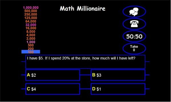 Math Millionaire Math Game - free online math games