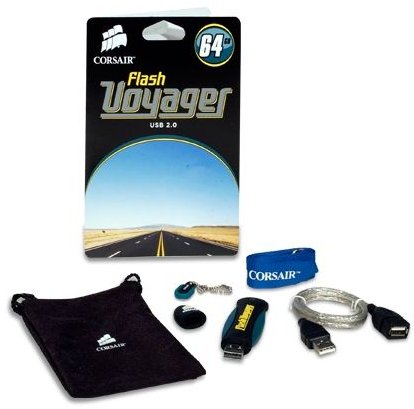 Corsair 64 GB Flash Voyager USB drive package contents