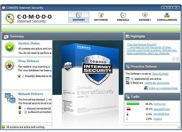 comodo antivirus free vs cloud vs internet security