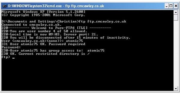 Opening an FTP connection in Command Line