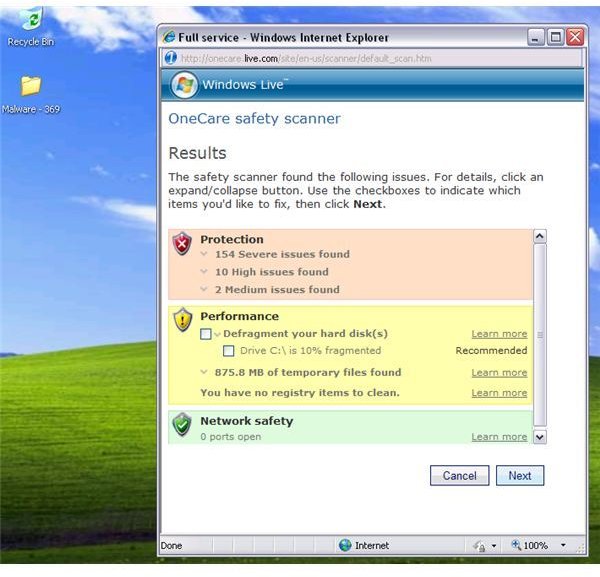 microsoft onecare safety scanner windows 8