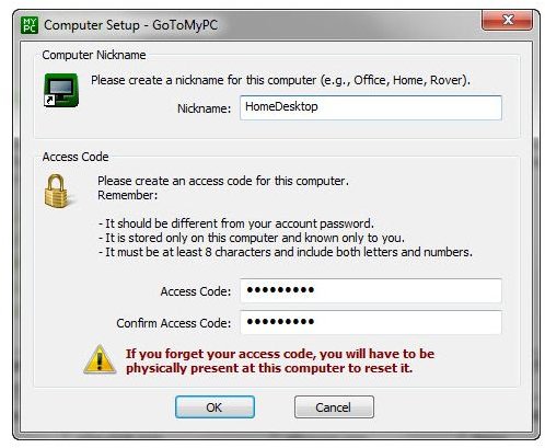 Figure 2: GoToMyPC Setup