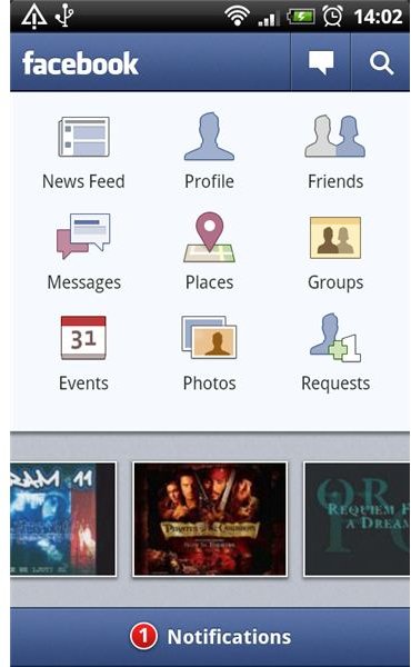 Facebook for Android Home Screen