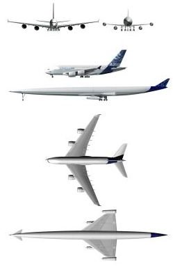 The A2 proposed design compared to an Airbus A380