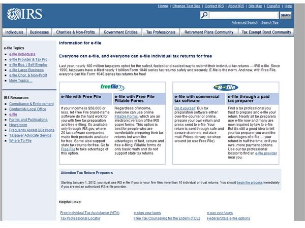 IRS e-File options