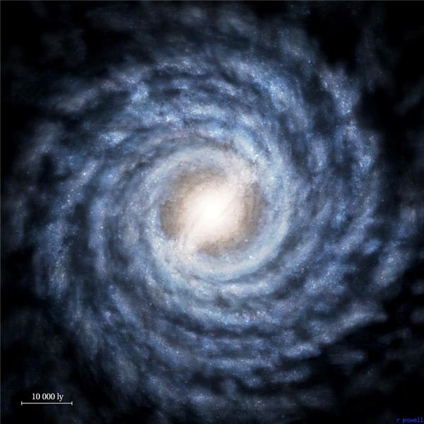 Milky Way based on current observations - Image courtesy of Spitzer/Caltech