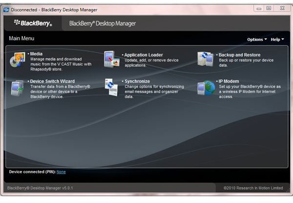 Blackberry Desktop Manager View