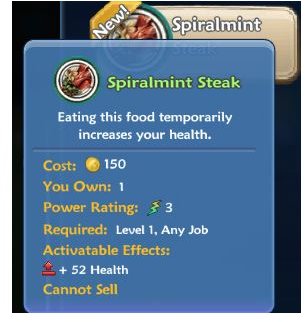 Yummy food gives you stat bonuses.