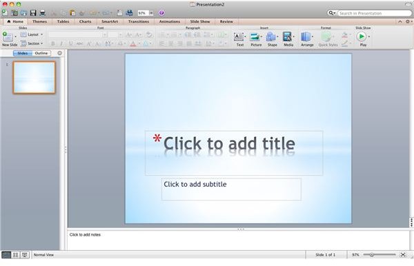 PowerPoint for Mac 2011 Home Tab 