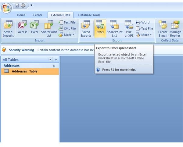 How to Export Data from Access 2007 to an Excel Spreadsheet