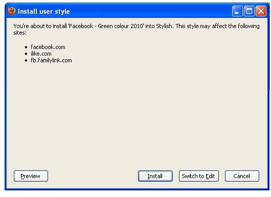install user style dialog