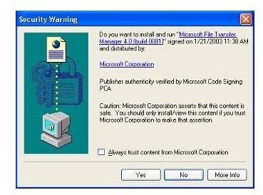 Screenshot of Windows Security Warning