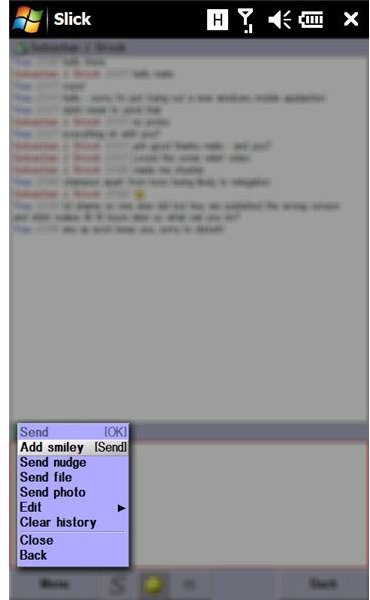Chat window menu - popular chat options