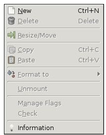 gparted right-click-menu