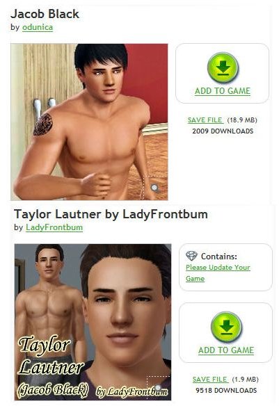 The Sims 3 Jacob Black Downloads