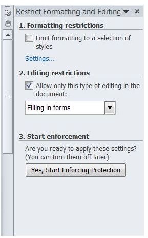 Creating Forms in Word: Restrict Formatting and Editing