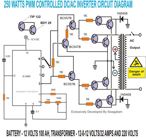 Inverter Circuit 500w 12v To 220v Eleccircuit Com